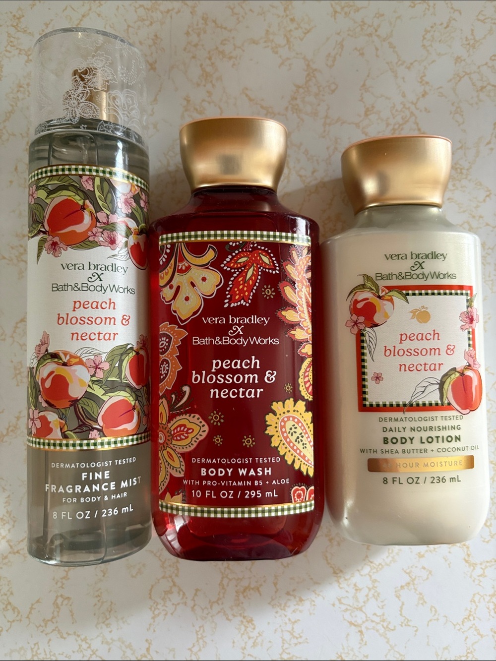 BBW - NEW - Peach Blossom & Nectar Body Wash, Lotion & Fragrance Mist Set